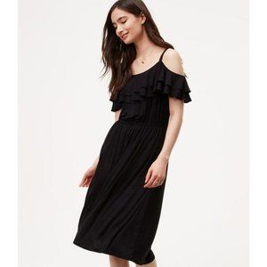Discount Ship! NEW with tags! Loft off shoulder black dress- XS PETITE